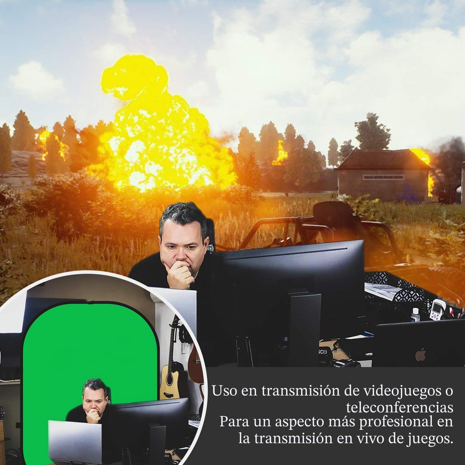 Neewer 5 x 7 pies / 1,5 x 2 m - Fondo plegable con soporte de 8,5 pies / 2,6 m, panel de fondo verde azul verde reversible 2 en 1 para estudio de fotografía, transmisión en vivo, videollamadas, juegos