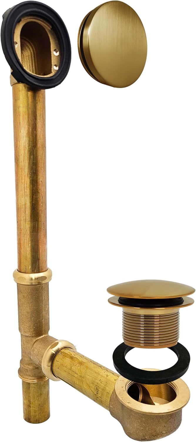 Westbrass D325H-18 European Tip Toe Bath Waste Drain Kit with Illusionary Faceplate, 14" Make-Up, 17 Ga., Brushed Bronze