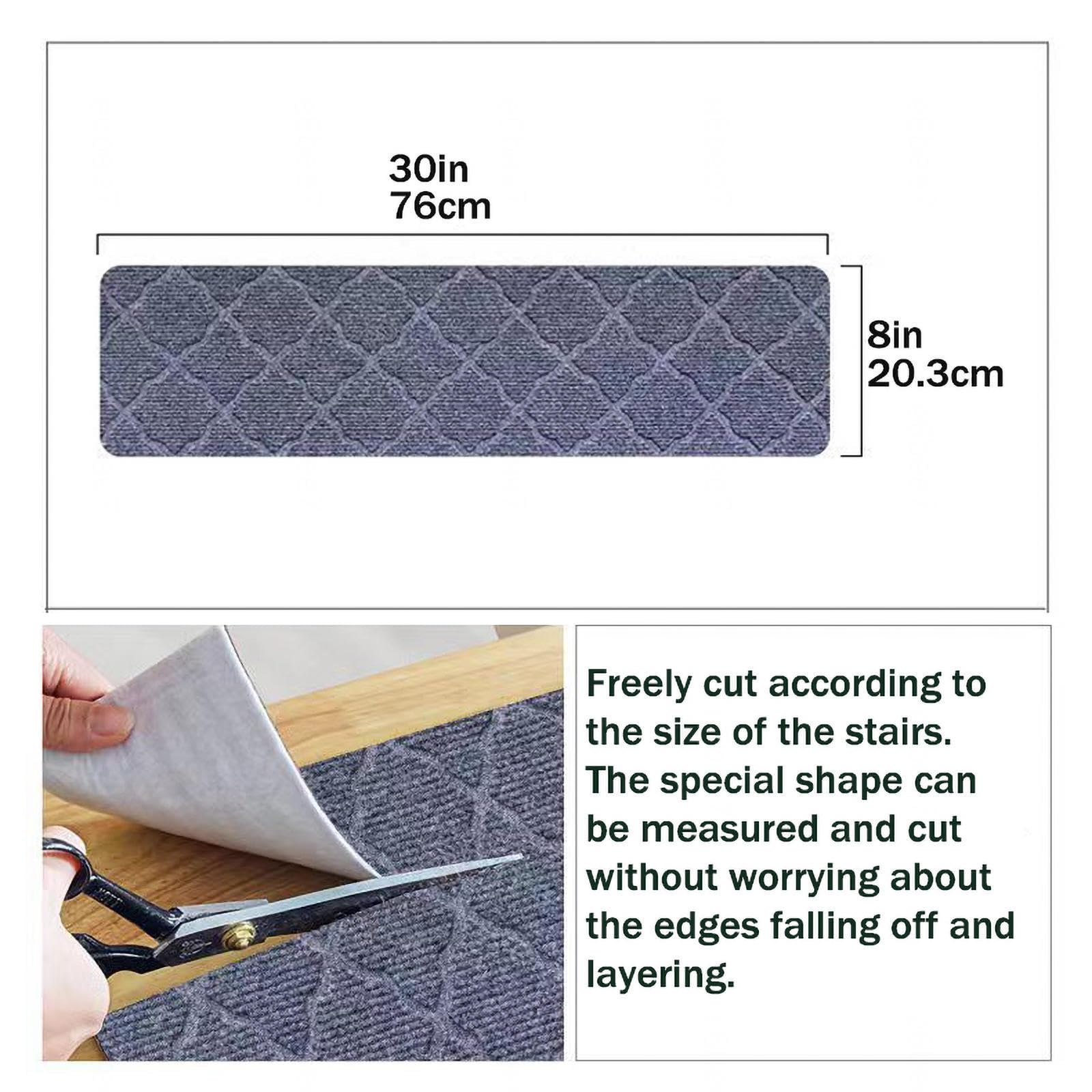 Tapis Escalier Antidérapant, Moquette Rouleau Lavable Tapis Escalier 76 × 20,3 cm pour Intérieur Bois Escaliers,D-15Pcs