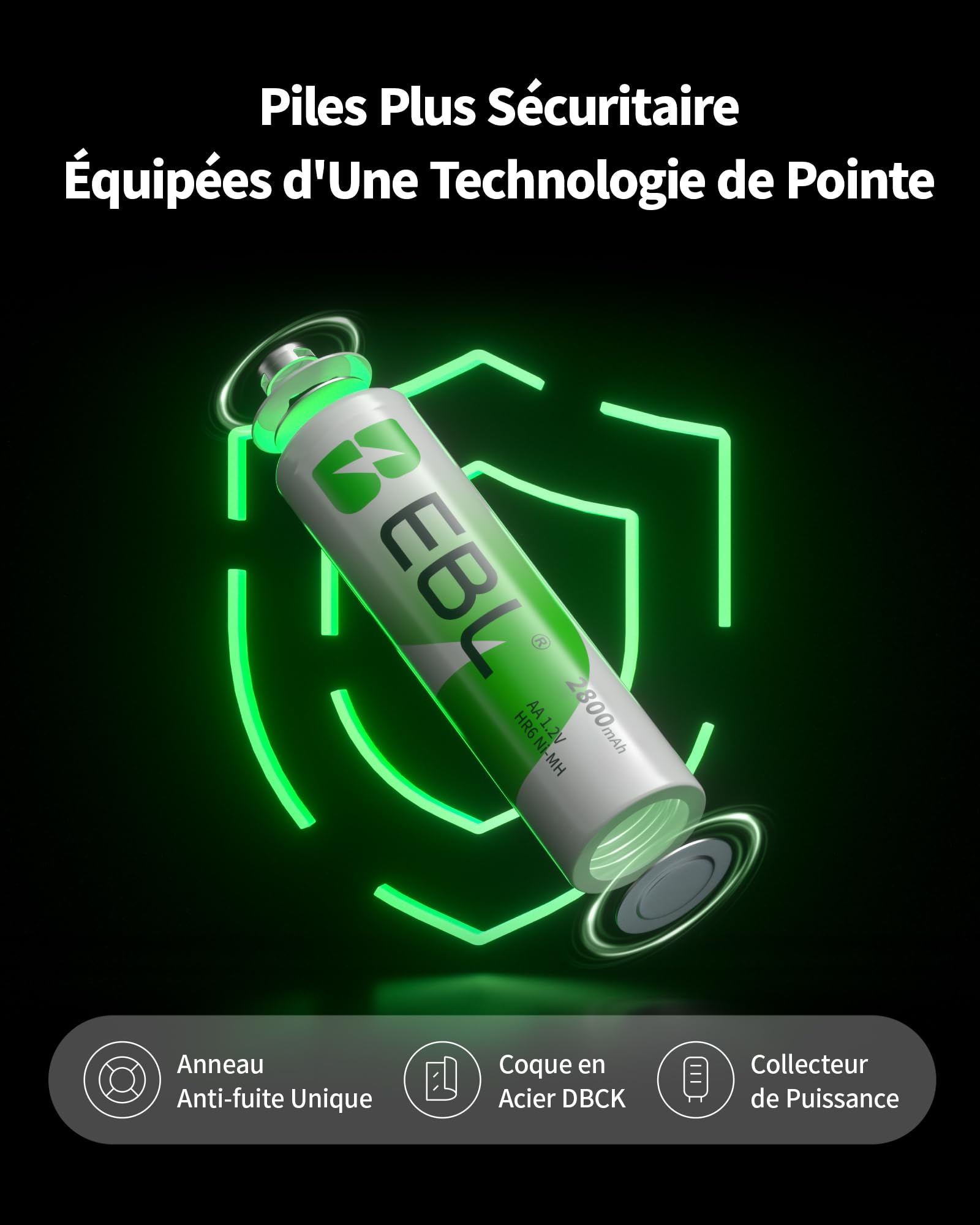 EBL 24PCS Kit AA et AAA Piles Rechargeables- avec 12x AA et 12x AAA Piles