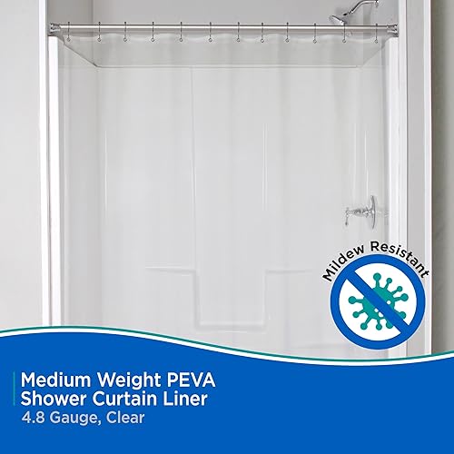 Miniatura 3 de Kenney KN61443 - Forro de cortina de ducha de PEVA impermeable de calibre 5 con ojales de metal resistentes al óxido y dobladillo magnético