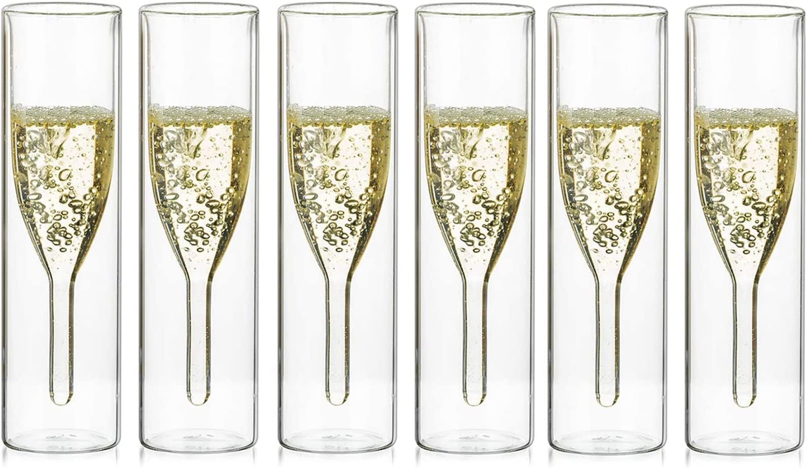 Sziqiqi Verres à Flûte à Champagne en Cristal à Double Paroi, Classics Tulip Goblet, Tasses en