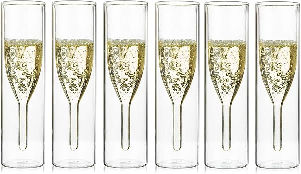 Sziqiqi Flûtes à Champagne en Cristal à Double Paroi, 6 pièces