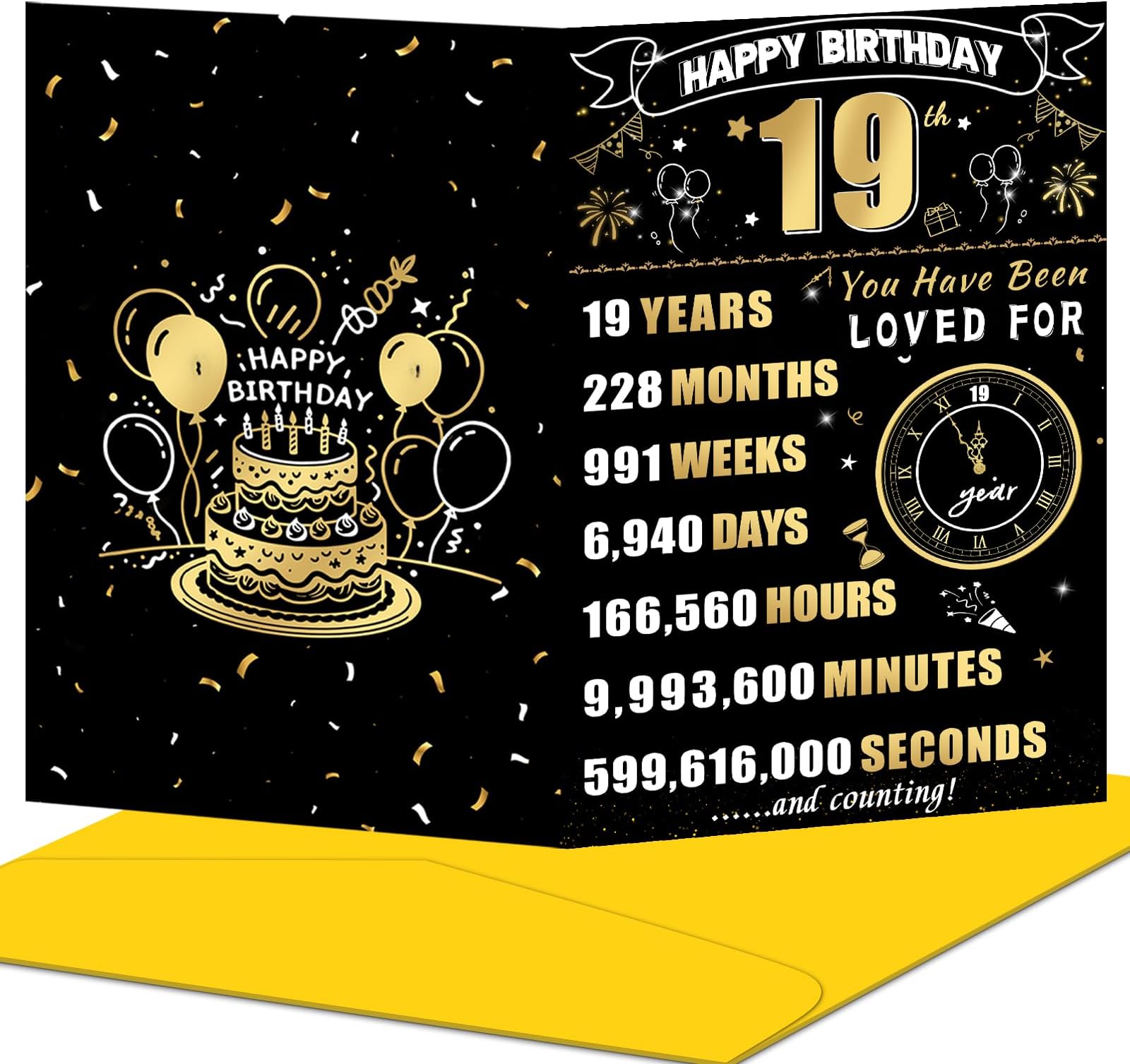 19th Birthday Card, Happy Birthday Decorations for Her Him, Best 19 Year Old Birthday Gifts for Daughter Son, Unique Creative Gift for Grandson Granddaughter