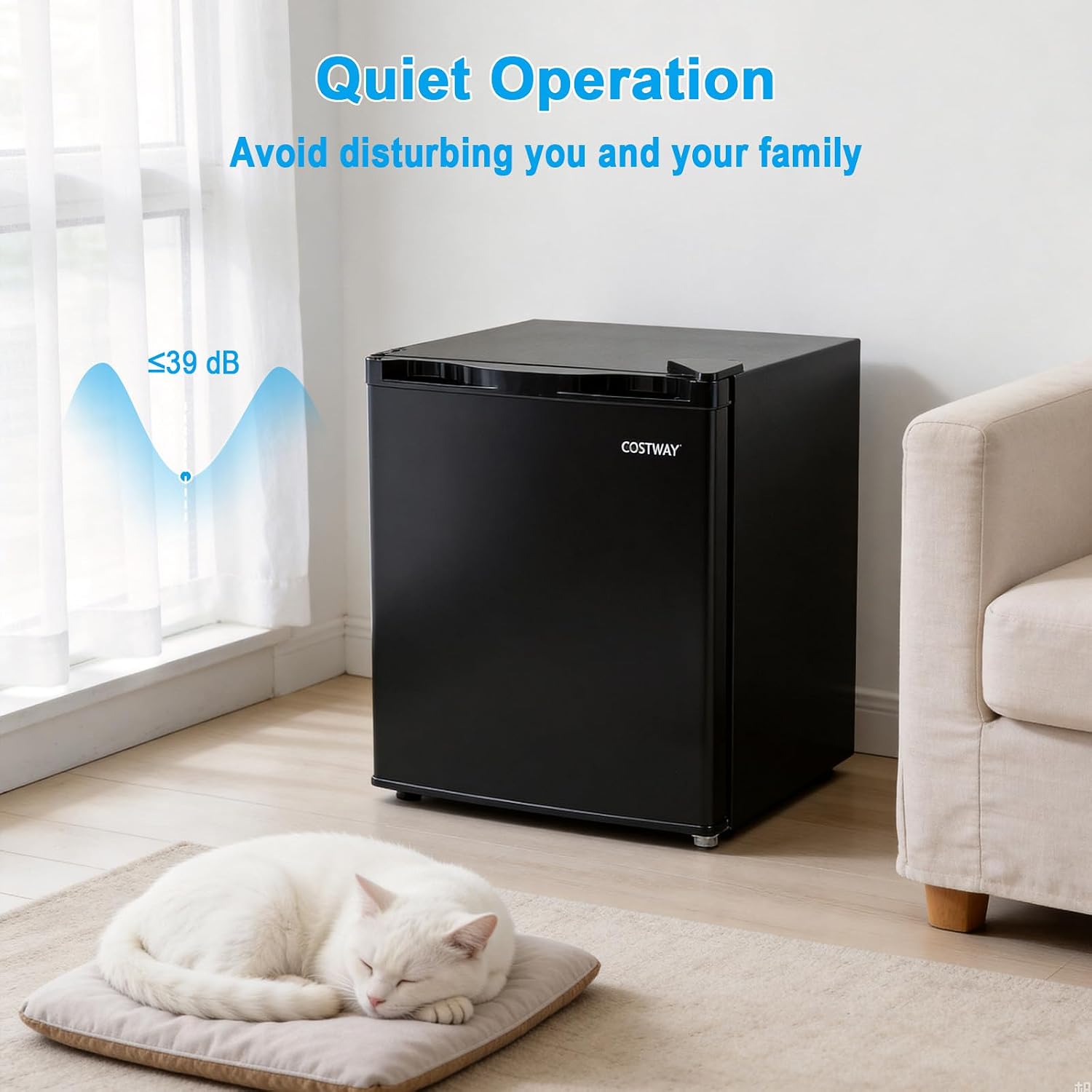 COSTWAY 1.7 Cu.Ft Mini Fridge, Compact Refrigerator w/Chiller Compartment, Adjustable Thermostat, Reversible Single Door & Low Noise, Small Refrigerator for Dorm, Office, Bedroom & Apartment (Black)