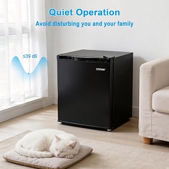 COSTWAY 1.7 Cu.Ft Mini Fridge, Compact Refrigerator w/Chiller Compartment, Adjustable Thermostat, Reversible Single Door & Low Noise, Small Refrigerator for Dorm, Office, Bedroom & Apartment (Black)