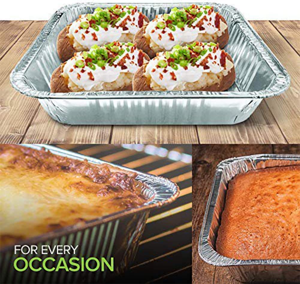 Homeshopa Lot de 10 plateaux jetables en aluminium,Idéal pour la préparation des repas, le stockage des aliments, la cuisson, le grillage, le rôti, les récipients alimentaires jetables,20.3x20.3 cm