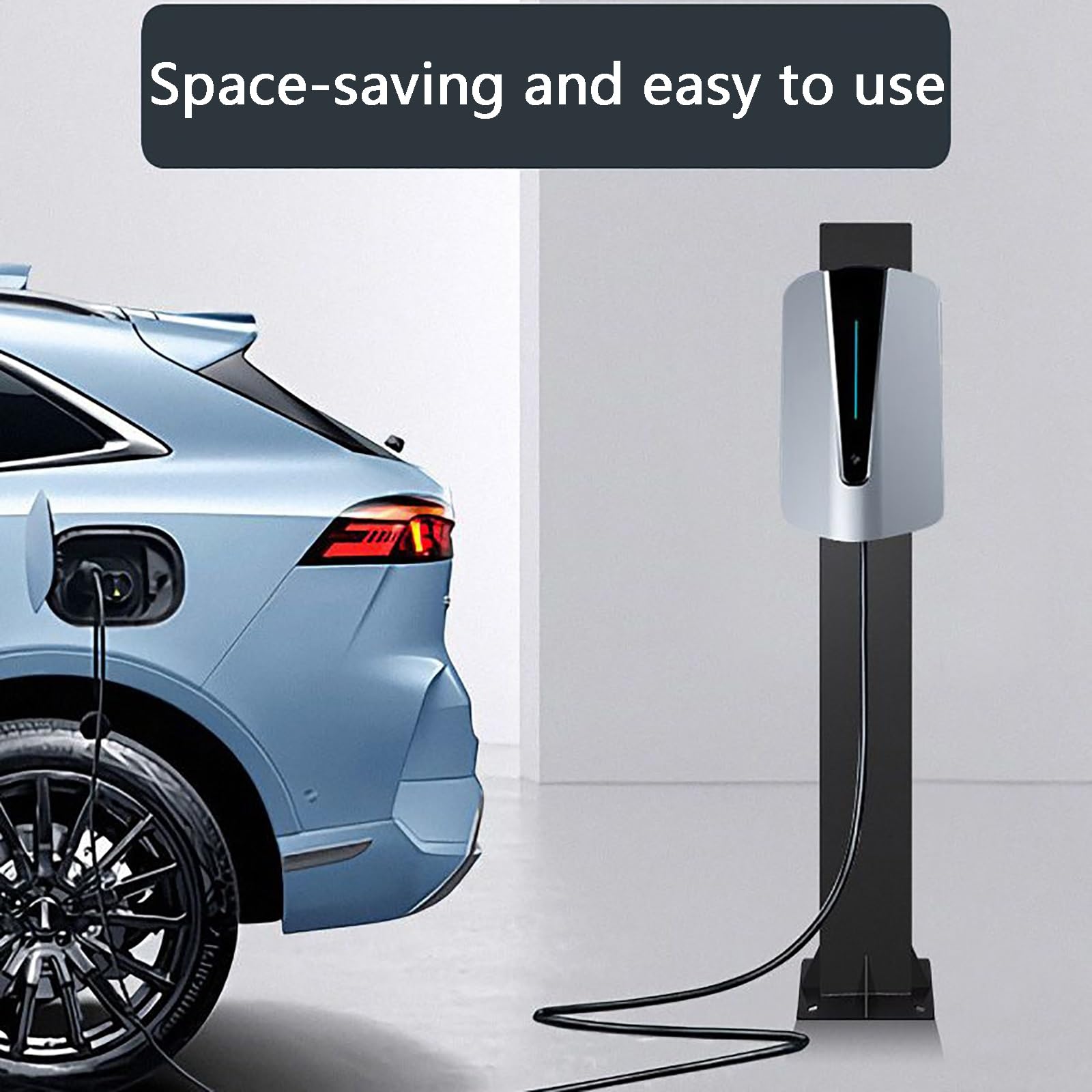 Générique Uchwyt na zacisk ładowania pojazdów elektrycznych, wytrzymały słupek podtrzymujący do stacji ładującej VE, z hakiem na kabel, kompatybilny z większością ładowarek (biały)