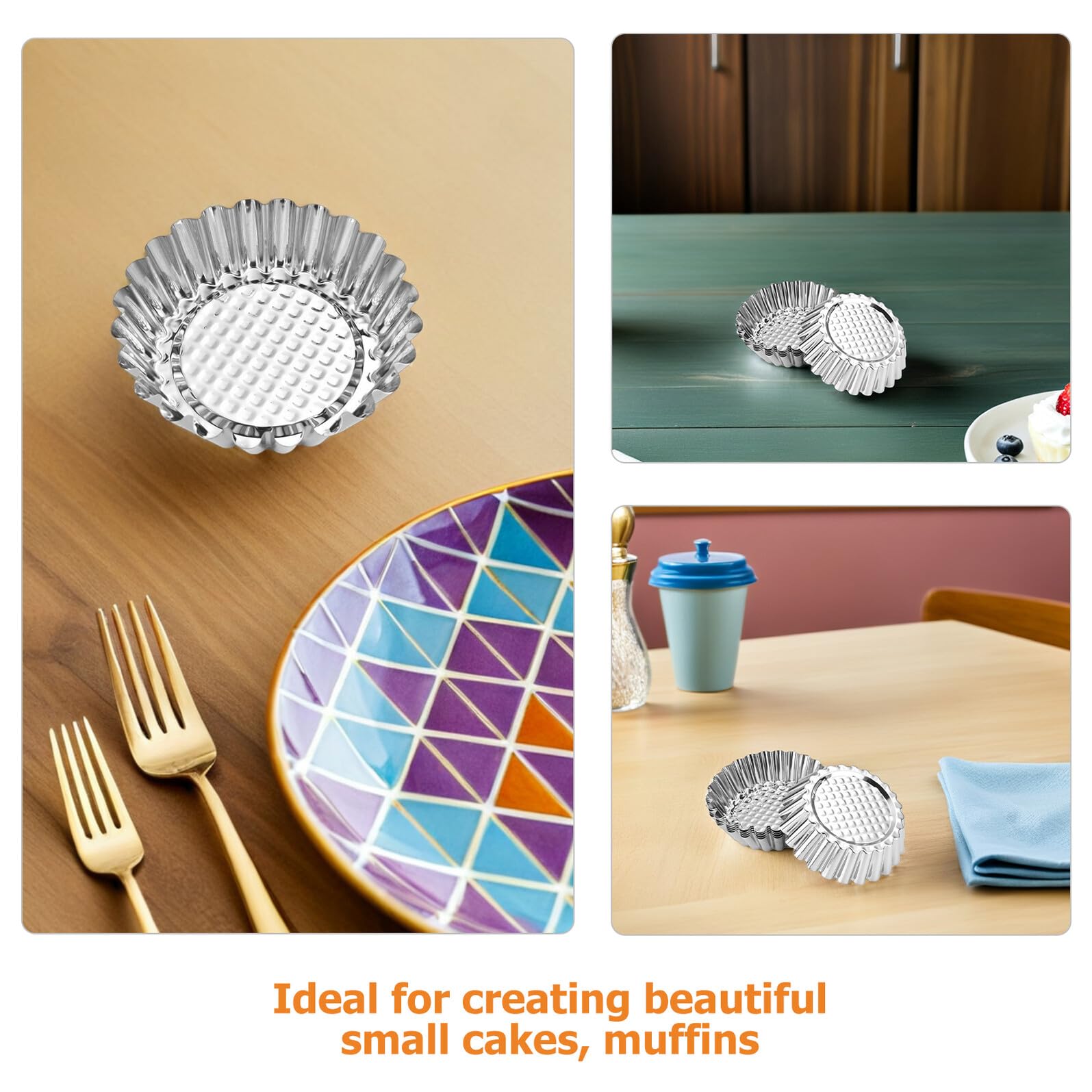 Set 20 Stampi Mini Crostatine in Acciaio Inox Antiderente Teglie per Crostate a Forma di Fiore Diametro 8 CM Pirottini per Cupcake e Dolci Utensili da Forno Riutilizzabili per