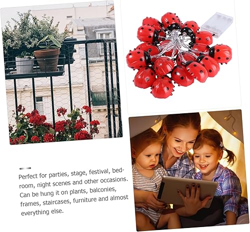 Miniatura 6 de FONDOTIN 1 cadena Goblincore decoración de habitación LED luces de jardín decorativas de mariquita cadena de luz de mariquita luz interior cadena de