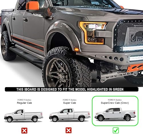 Vista 7 de HD Ridez Barra de acero híbrida basculante compatible con Ford F150 SuperCrew Cab 2015-2026 y F150 Lightning 2022-2026 y F-250 F-350 Super Duty
