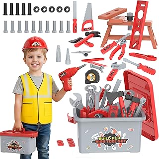 58-Piece Kids Tool Set with Realistic Power Toy Drill & Tool Box & DIY