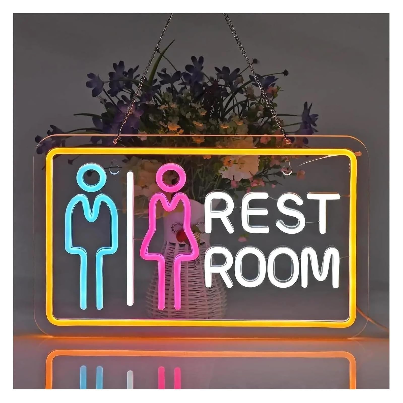 Lampada al neon Insegna al neon a LED RESTOOM per negozi, hotel, centri commerciali, supermercati 26x41cm