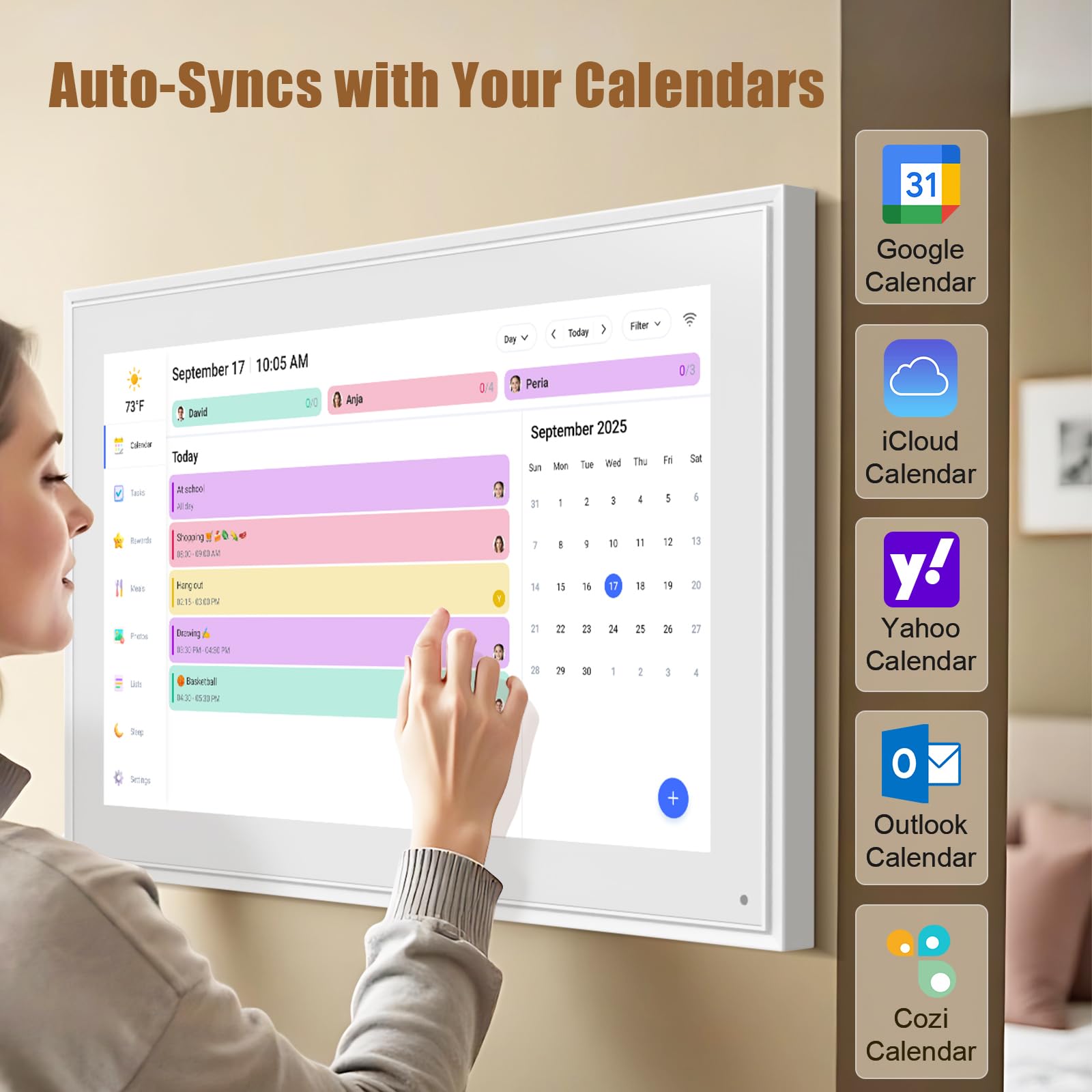 Smart Digital Calendar 21 5-Inch Electronic Wall Calendars Chore Chart Full HD Interactive Touchscreen Display for Family Schedules — view 2