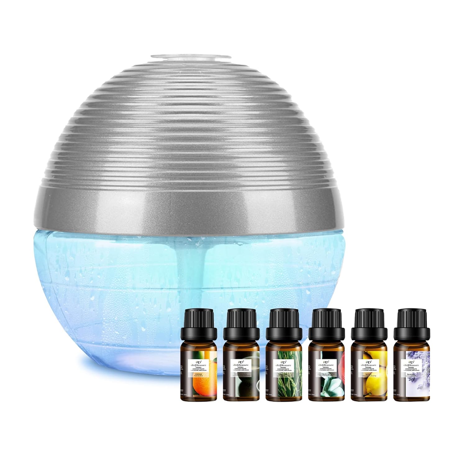 Water-Based Purifier Air Washer, Revitalizer with 6 Colorful lights- Plus Lavender, Orange, Citronella, Lemon, Breathe Easy, Jasmine & Camellia, 10ml Each