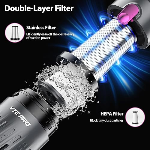 Miniatura 6 de Aspiradora de mano inalámbrica de 25000 Pa, aspiradora de mano 3 en 1, incluye pantalla inteligente y base de carga, aspiradora de mano recargable