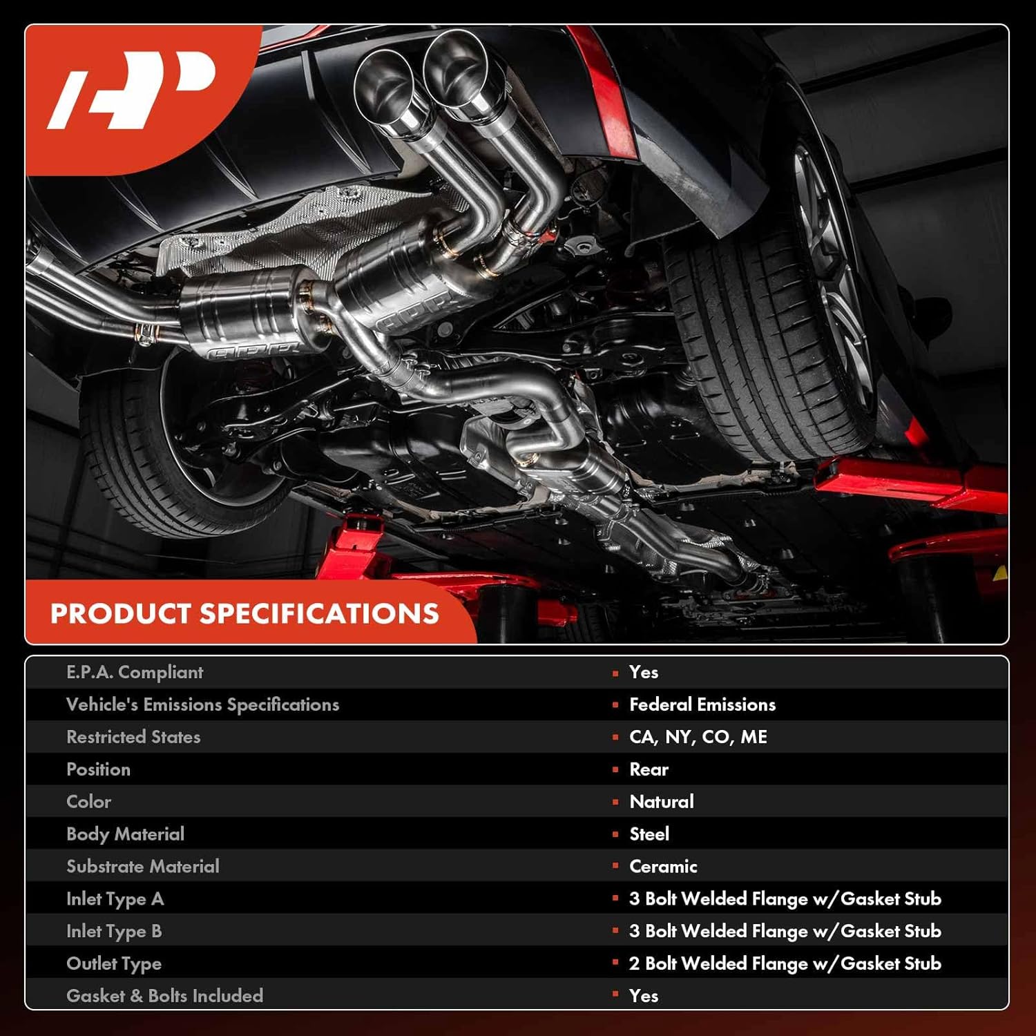 A-Premium Rear Catalytic Converter Kit Direct-Fit Compatible with Nissan Pathfinder 2013-2015 & Infiniti QX60 2014-2016, JX35 2013-2013, 3.5L, EPA Compliant