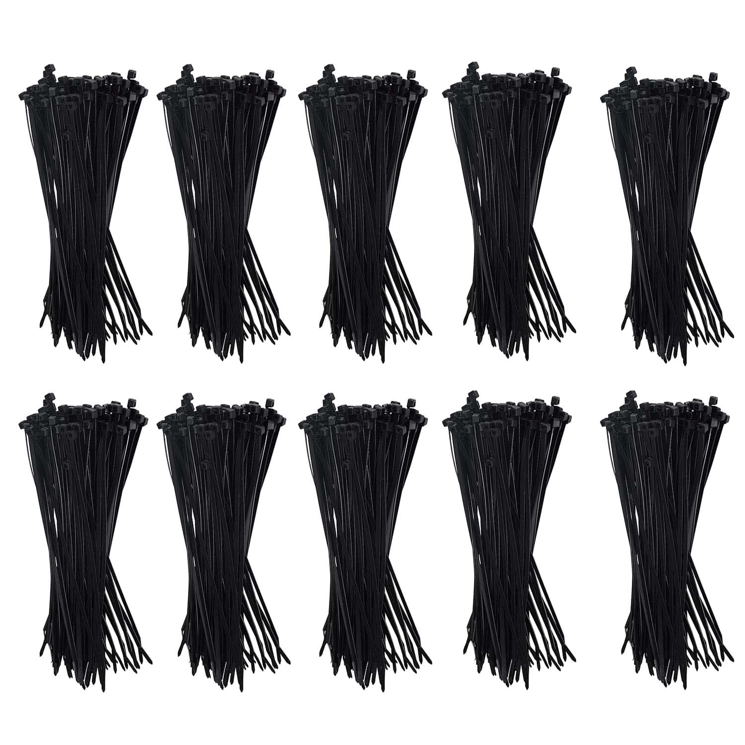 Arctic Hayes Bridas negras resistentes, 300 mm x 4,8 mm, autobloqueantes, resistentes a los rayos UV, bridas duraderas para uso en interiores y exteriores, venta al por menor, oficina, garaje, taller,