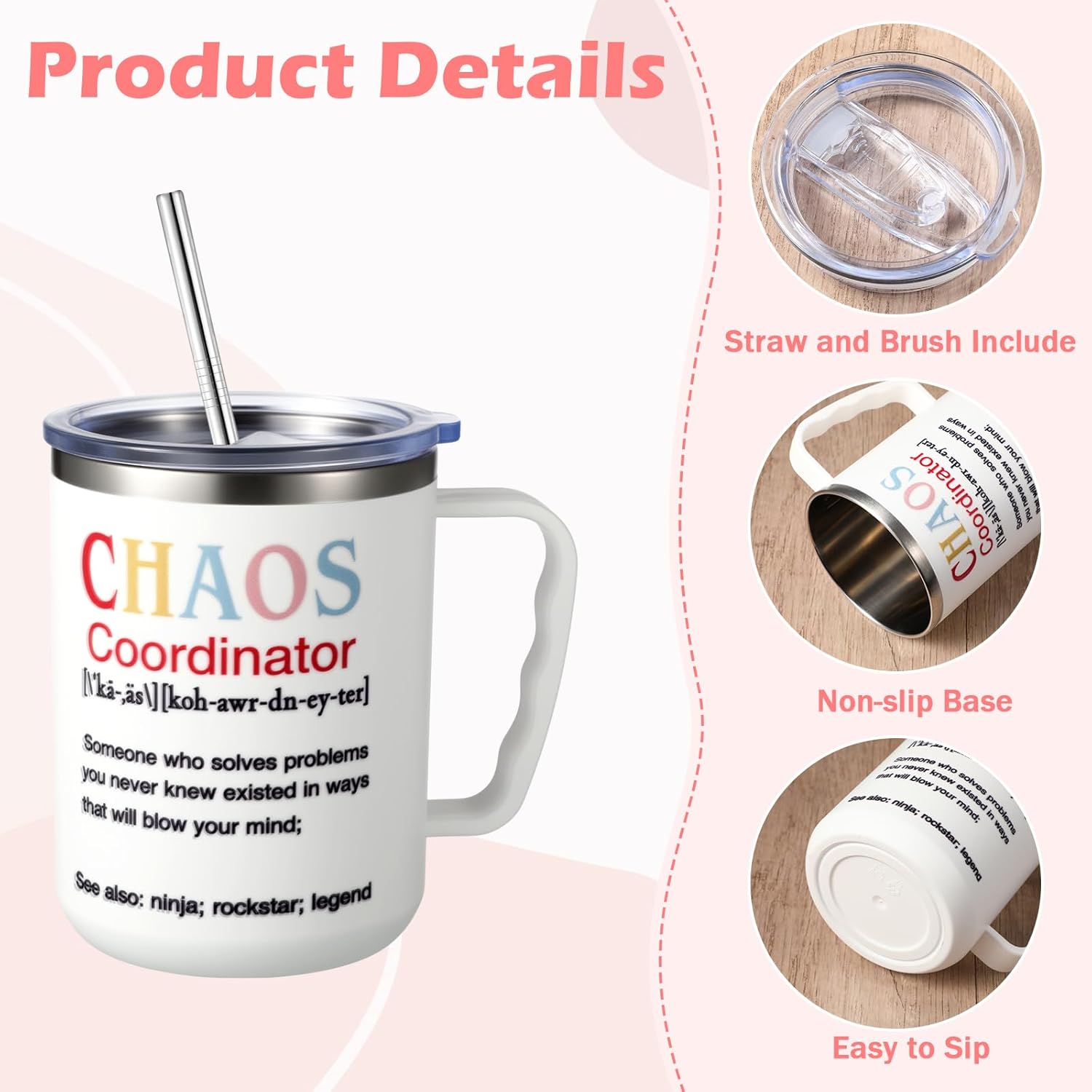 Silkfly 3 Pcs Chaos Coordinator Gifts Set Administrative Professional Day Gift Ideas for Women, Canvas Tote Bag Makeup Bag 20 oz Tumbler Cup Thank You Gifts for Lady Coworker Manager Teacher