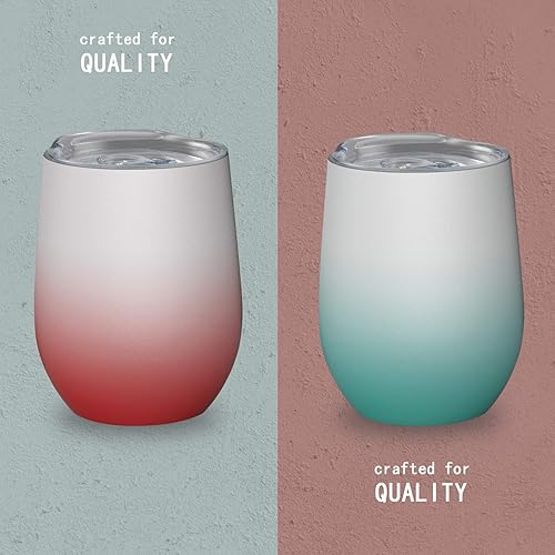 Miniatura 2 de Vasos de vino aislados con tapa, vasos de vino de acero inoxidable de 12 onzas sin tallo, vaso de viaje de doble pared para café, bebidas, champán,