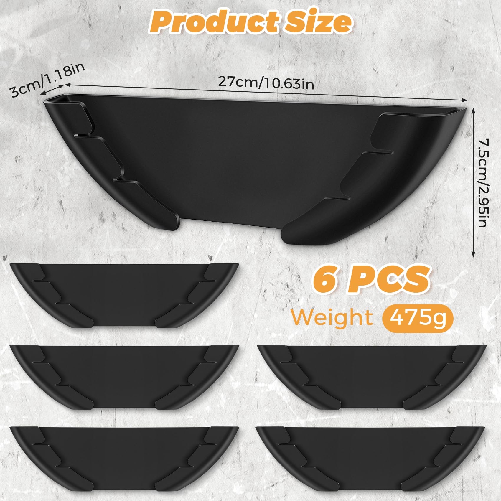 6 tapas de pared para ollas, soporte autoadhesivo para tapa de cocina para puerta de armario, se adapta a ollas y sartenes de 6 a 13 pulgadas, solución de almacenamiento que ahorra espacio (negro)
