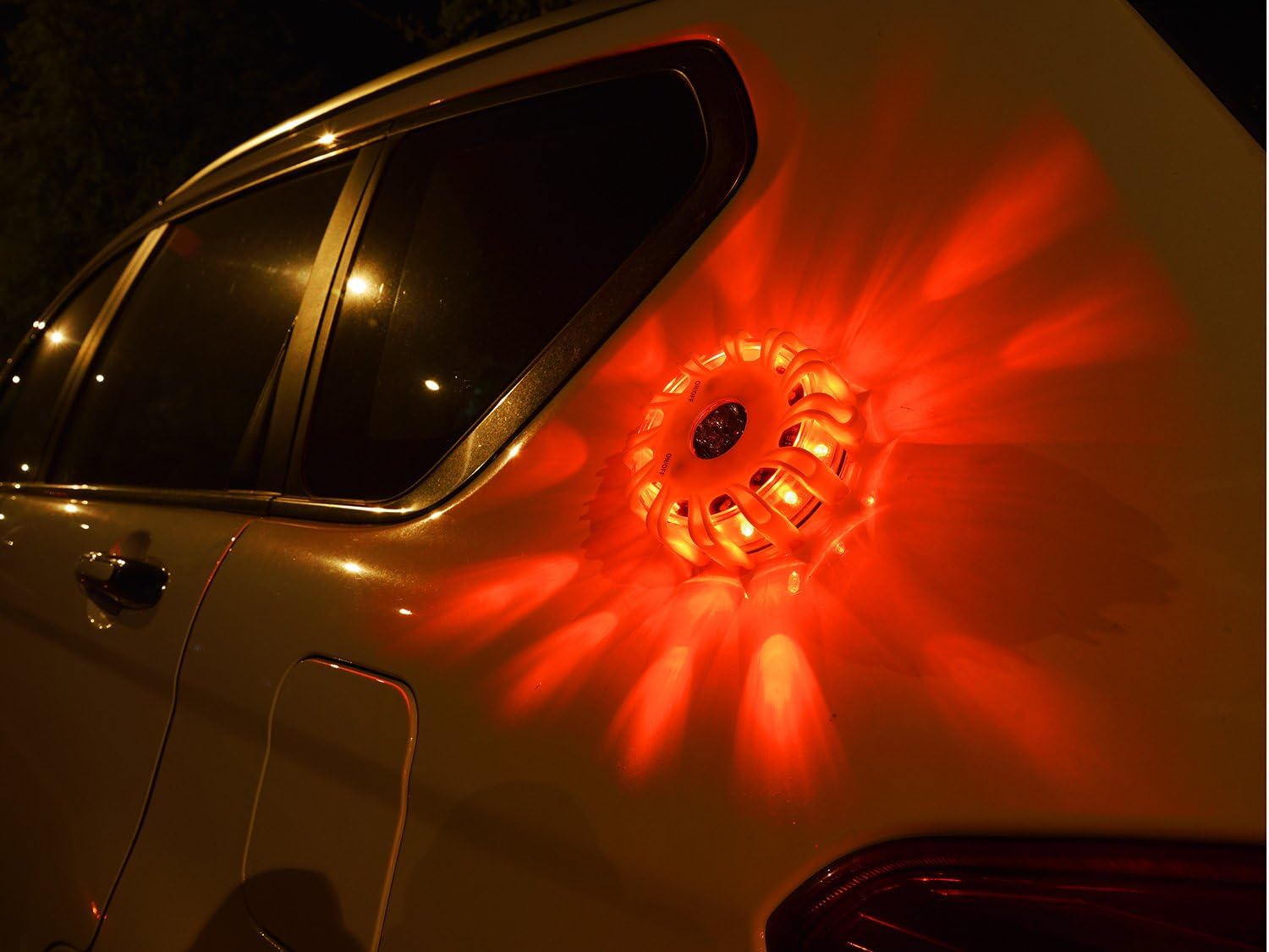 SlimK 3 Pack LED Road Flares Emergency Disc Roadside Safety Flashing Beacon Highway Warning Light, Car Safety Flares Kit Vehicles Boat Jeeps Bike Truck SUVs
