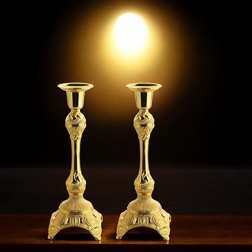 Miniatura 5 de Alisveristime Juego de 2 candelabros decorativos de tamaño mediano para decoración elegante del hogar (dorado y plateado)