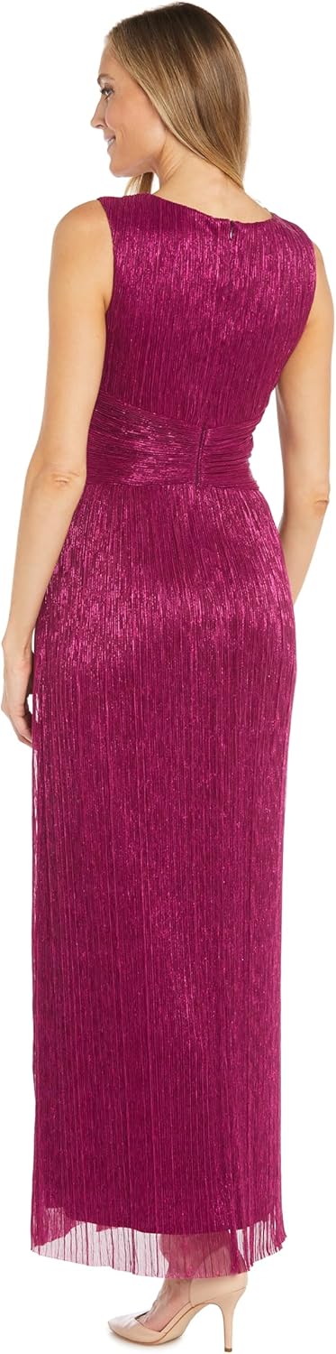 R&M Richards Women's Metallic Pleats Gown