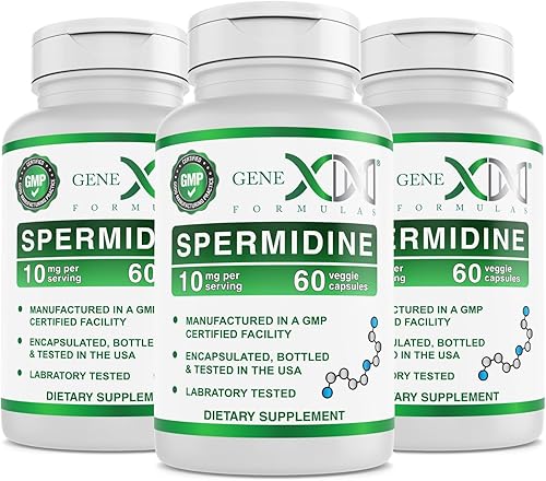 GENEX Suplemento de espermidina de 10 mg para un envejecimiento saludable y renovación celular, vegano, sin OMG, sin gluten (paquete de 3) disponible en Yaxa Costa Rica