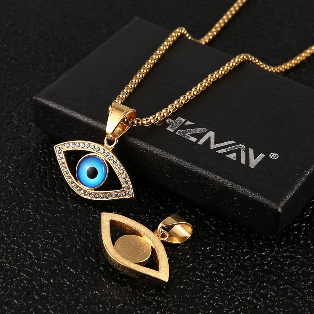 HZMAN 18k Gold Plated Iced Out Eye of Horus Egypt Protection