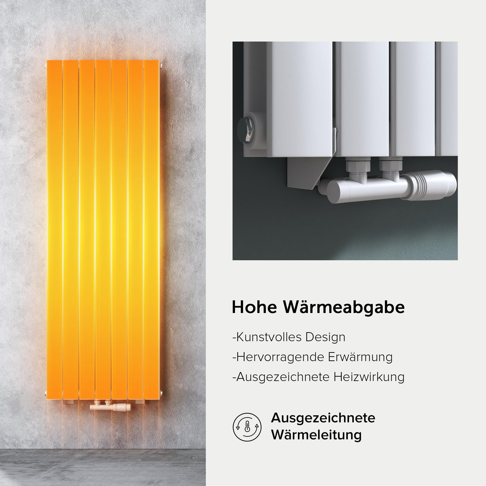 doporro Radiatore Verticale da Bagno 180x54cm, Radiatore a Pannello Termoarredo da Parete e Pavimento in Acciaio, Bianco
