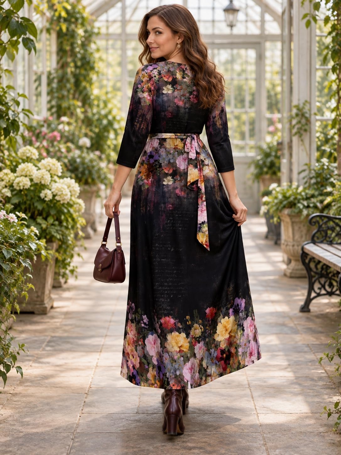 SUZONANA Women's 3/4 Sleeve Plus Size Maxi Dress A-line with Pockets image 4