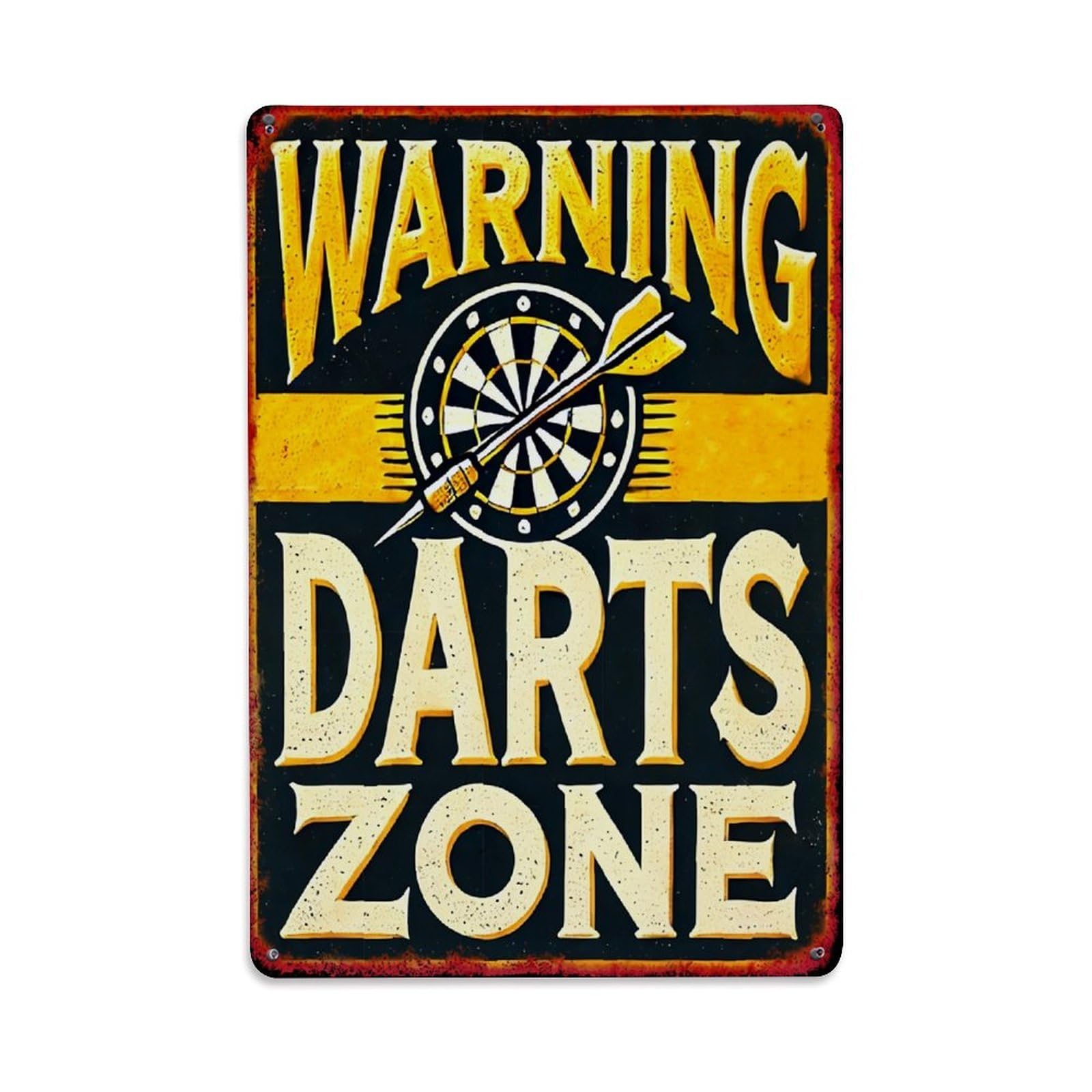Jdyaojiesheng Vintage Warning Darts Zone Sign Pattern Tin Sign Retro Metal Wall Decor Metal Poster, Home Bar Garage Farmhouse Cafe Wall Art Decoration 8X12inches