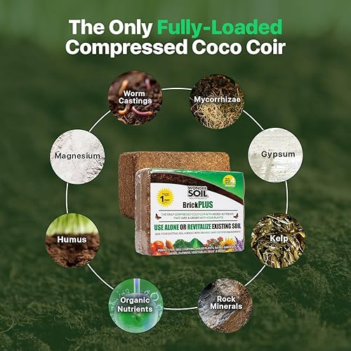 Miniatura 2 de WONDER SOIL | Ladrillo de coco orgánico | El único coco comprimido listo para plantar totalmente cargado con nutrientes | 3 ladrillos se expande a