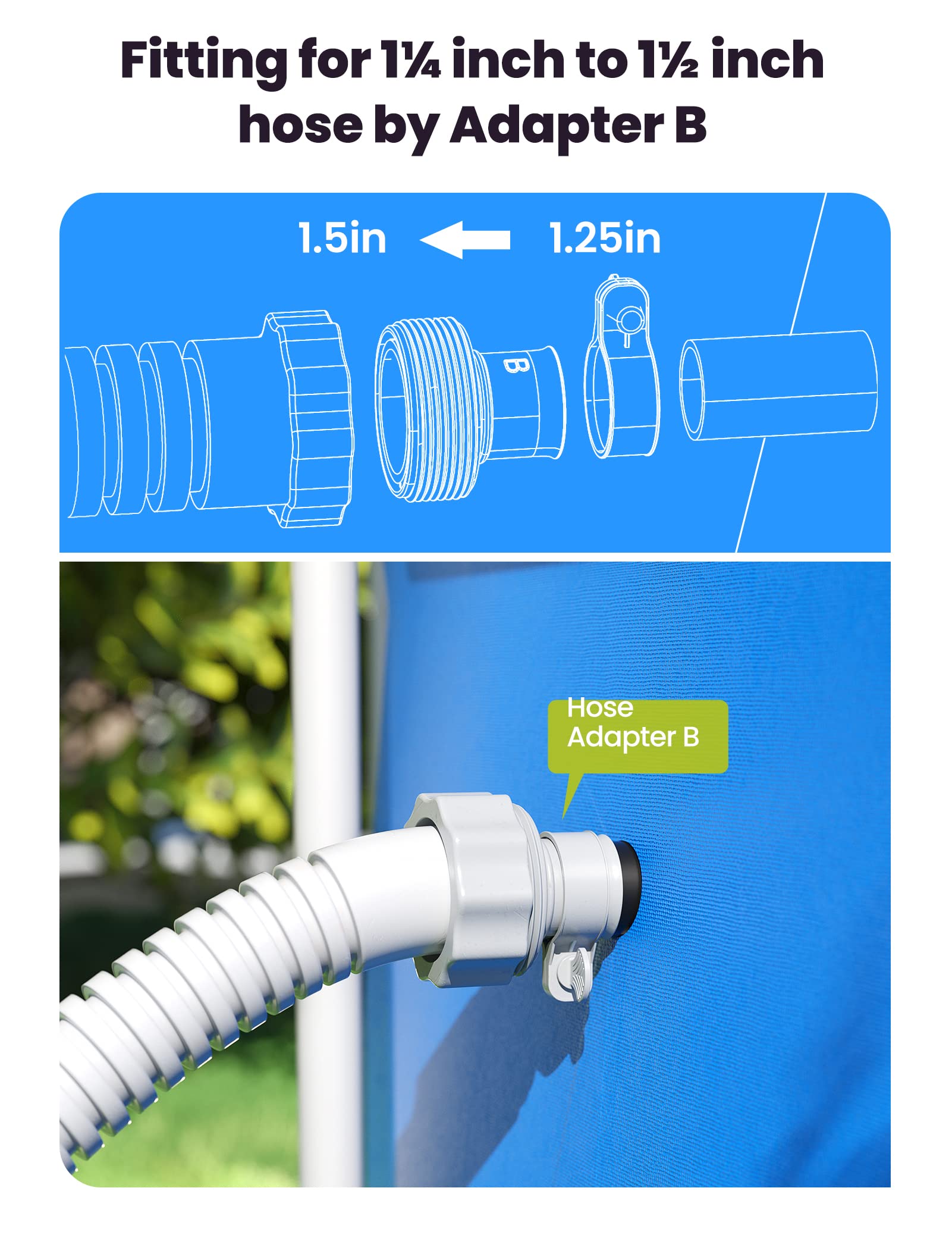 Buy SUMMERBUDDY Type B Hose Adapter & Plunger Valve & Pool Hose Holder