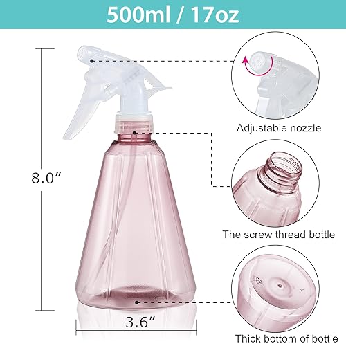 Miniatura 2 de Paquete de 5 botellas de agua para chorros de agua de 17 onzas contenedor de almacenamiento de plástico vacío ajustable para soluciones de limpieza