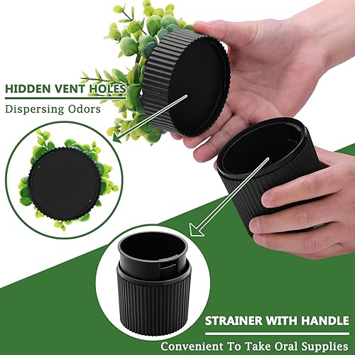 Miniatura 2 de Baño de dentadura estuche invisible para dentaduras postizas diseñado como plantas artificiales de eucalipto en maceta taza de dentadura con colador