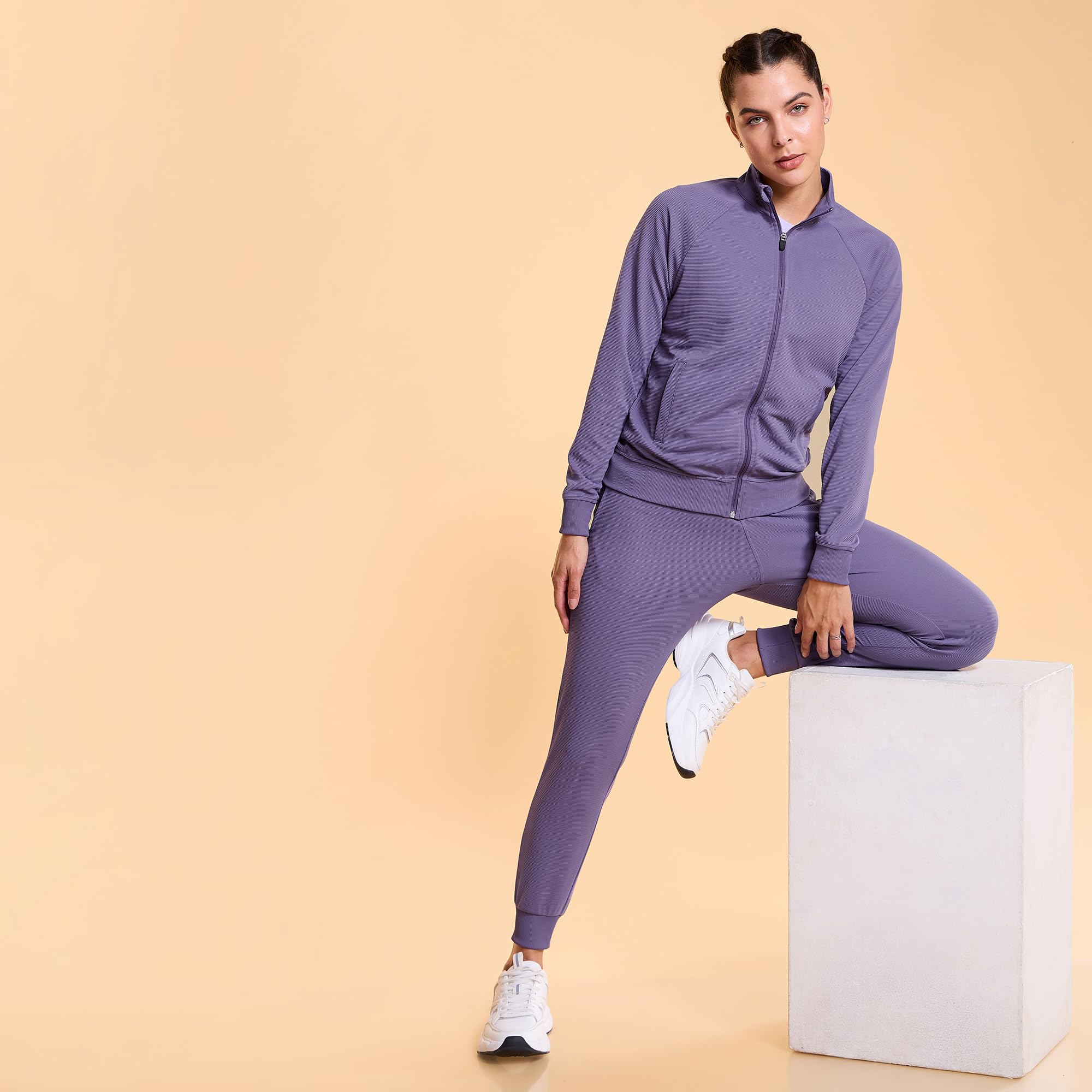 Enamor A406 Jogginghose für Damen, mittelhohe Taille, verstellbarer Kordelzug, volle Länge, entspannte Passform