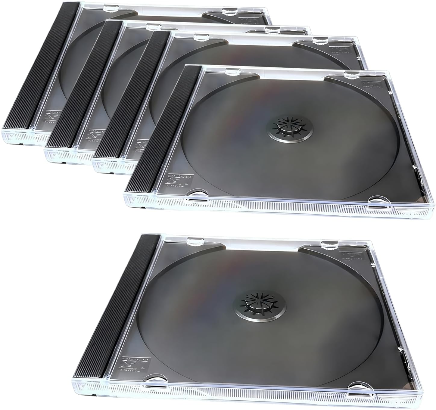 5 PCS Car Standard Single Clear CD Jewel Cases, Thickened Anti-scratch DVD Storage Boxes with Assembled Tray, Rigid Plastic Clear Disc Protection Holder, for Car & Home (Black)