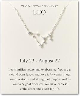 Philip Jones Leo Star Sign Zodiac Constellation Necklace and Quote Card with Zircondia® Crystals