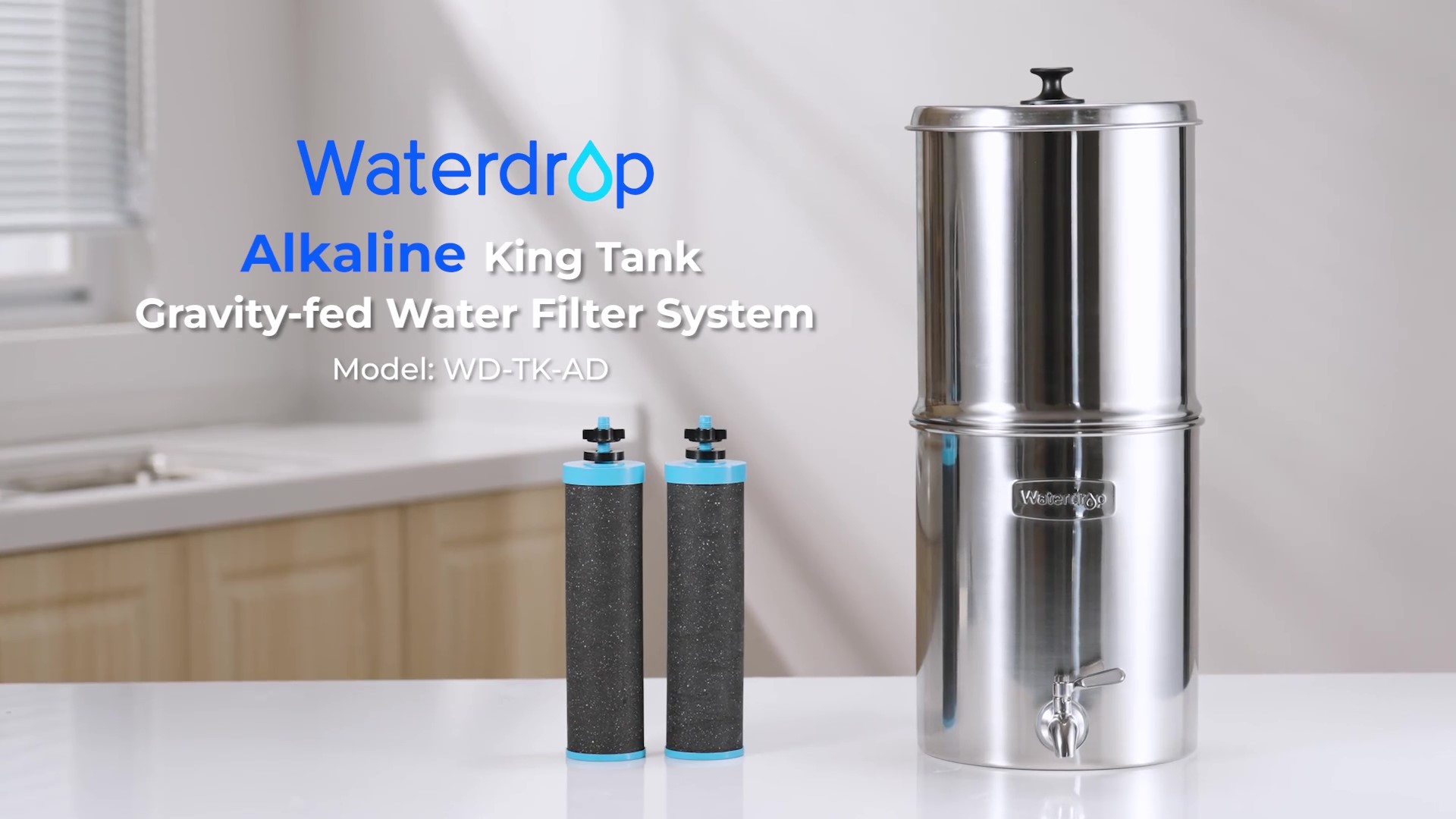 Amazon.com: [鹼性] 水滴重力餵水過濾系統,增加PH值,減少鉛和高達99% 的氯,有2 個黑色碳過濾器和金屬尖嘴,King Tank  系列,2.25G : 家居裝修