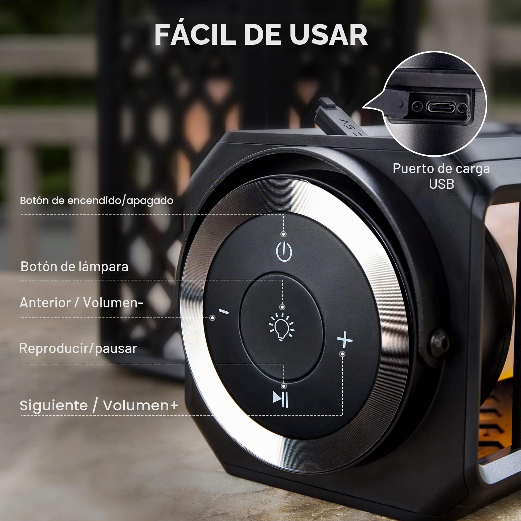ANERIMST Altavoz Bluetooth para exteriores con atmósfera de llama, altavoz inalámbrico impermeable, accesorios de patio para camping, sonido estéreo de 10 W, regalos para hombres, mujeres, papá