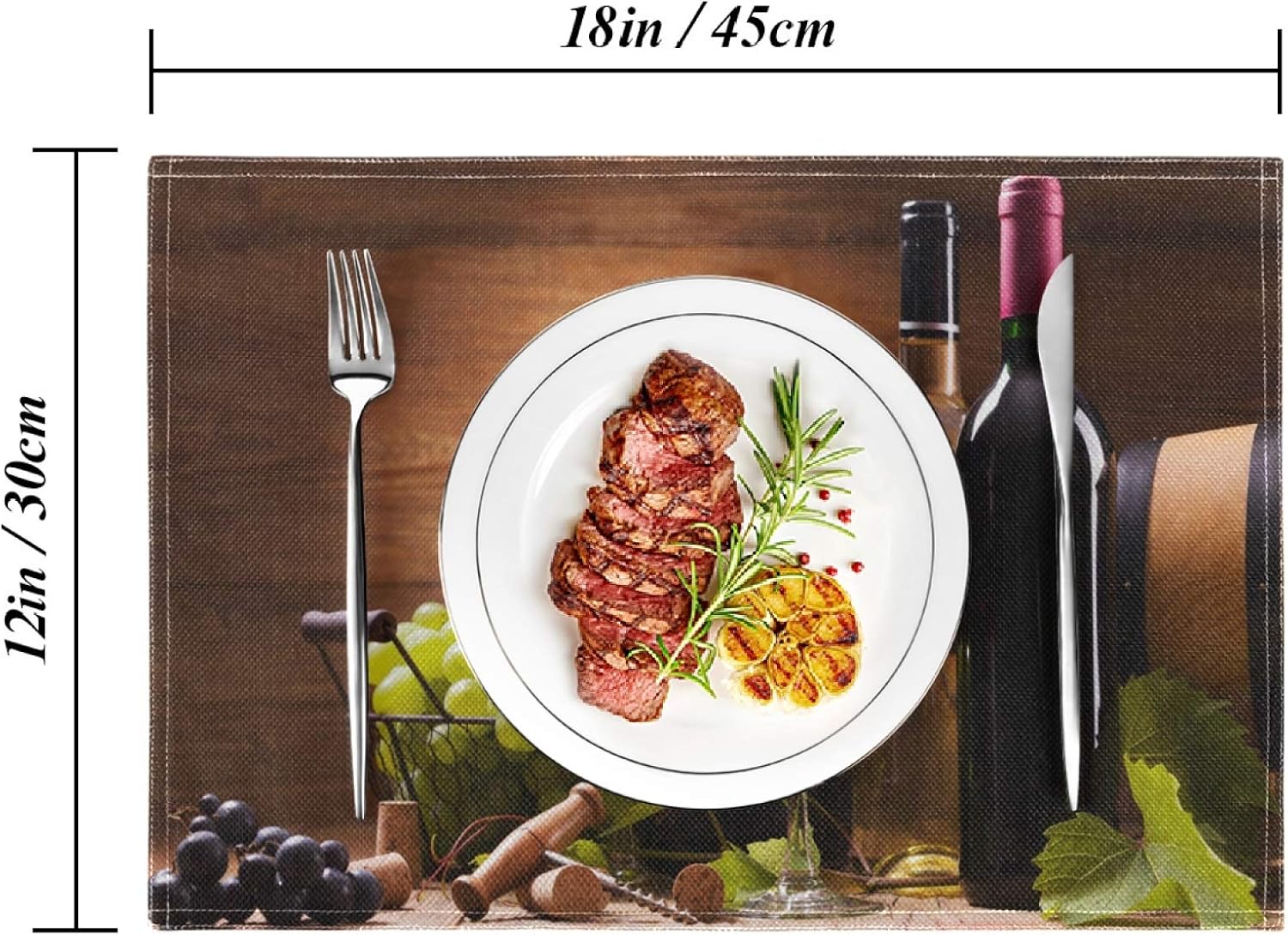 Red and White Wine Glasses Placemat Table Mats Set of 6, Grape Wooden Heat-Resistant Washable Clean Kitchen Place Mats for Dining Table Decoration