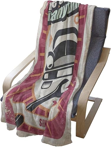 Miniatura 4 de Lunarable Manta de los años 50, póster retro de servicio automático, diseño de taller de transporte mecánico, diseño de taller de transporte