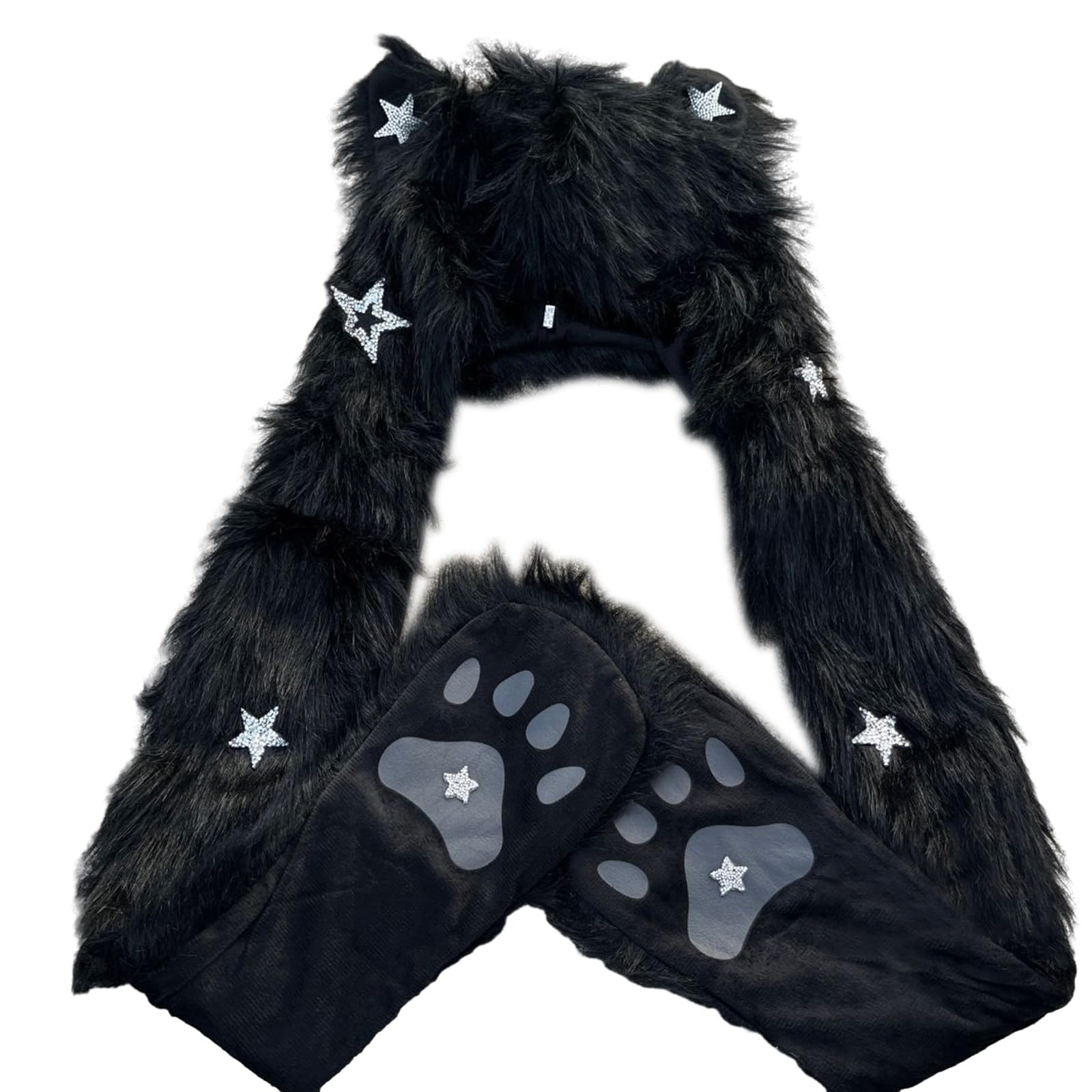 Punk - Accesorios de invierno suaves y cálidos para sombrero, bufanda y guantes para clima frío punk