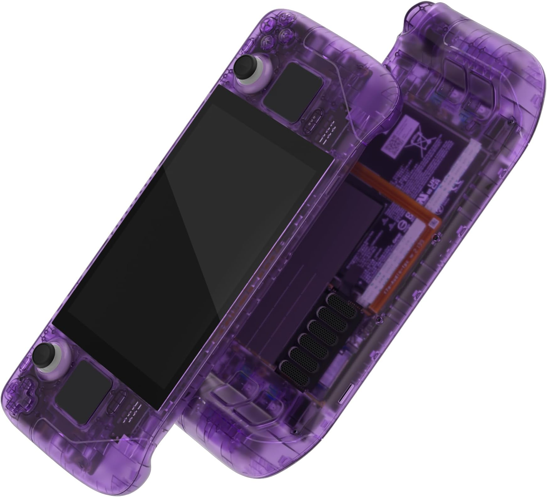 eXtremeRate Custom Faceplate Back Plate for Steam Deck LCD, Clear Atomic Purple Handheld Console Replacement Housing Case, DIY Full Set Shell with Buttons for Steam Deck Console - Console NOT Included