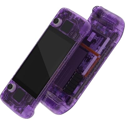 eXtremeRate Custom Faceplate Back Plate for Steam Deck LCD, Clear Atomic Purple Handheld Console Replacement Housing Case, DIY Full Set Shell with Buttons for Steam Deck Console - Console NOT Included