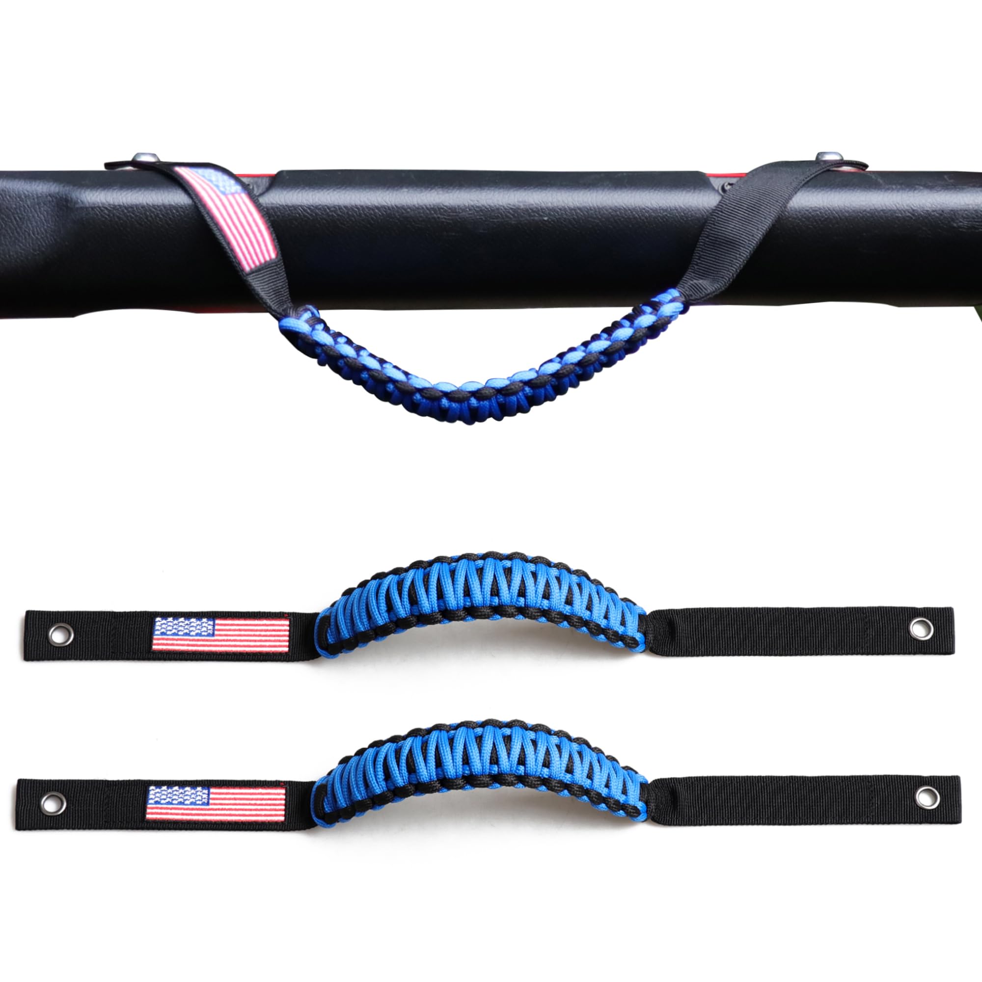 RERPRO Front Door Roll Bar Grab Handles Compatible with 2018-2024 2025 Jeep Wrangler JL 2/4 Door 4XE Gladiator JT Interior Accessories Paracord Grip