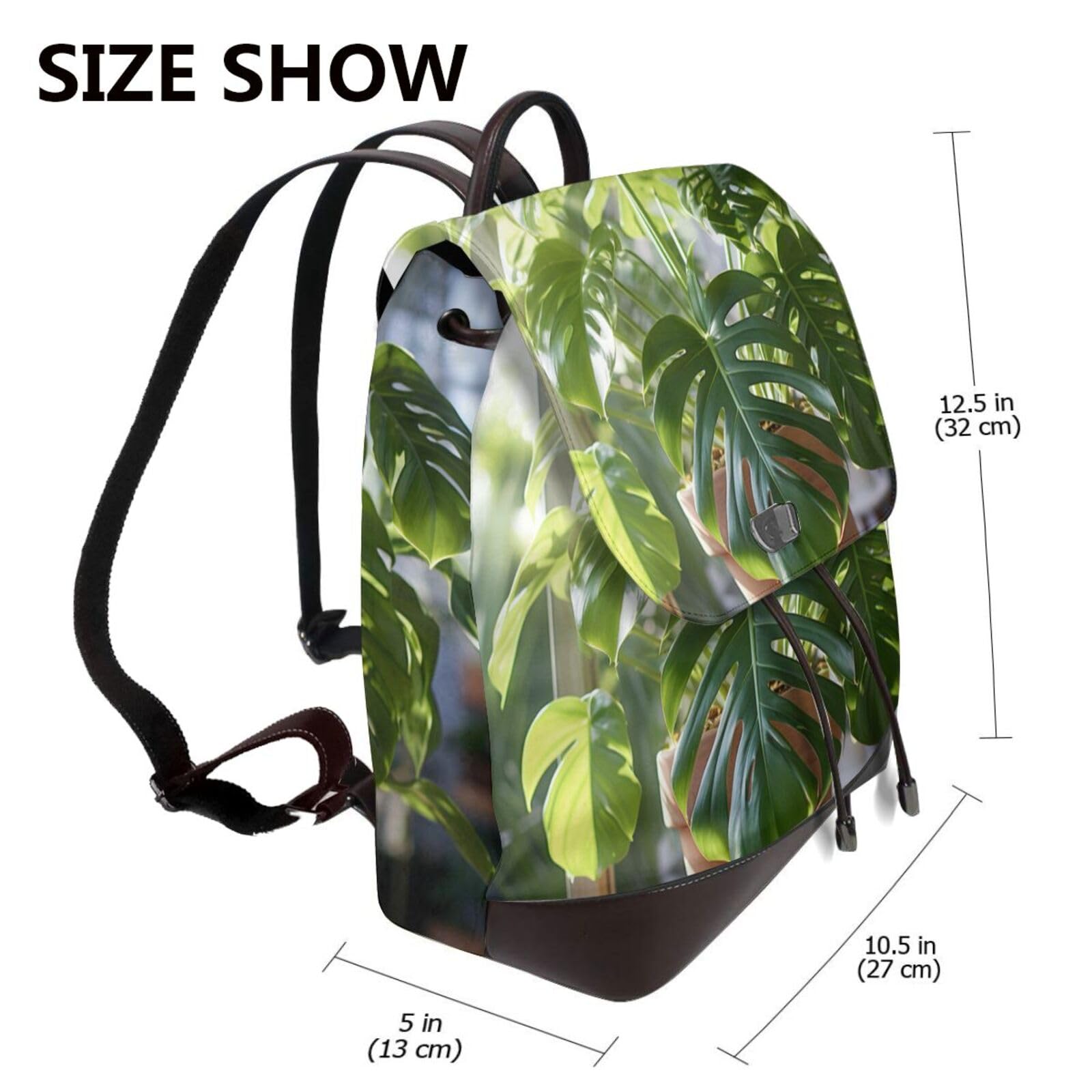 Monstera Deliciosa Banana Palm Print Modny Damski Plecak Do Podróży Pracy Codziennego Użytku Weekendowe Wyjazdy Plecak