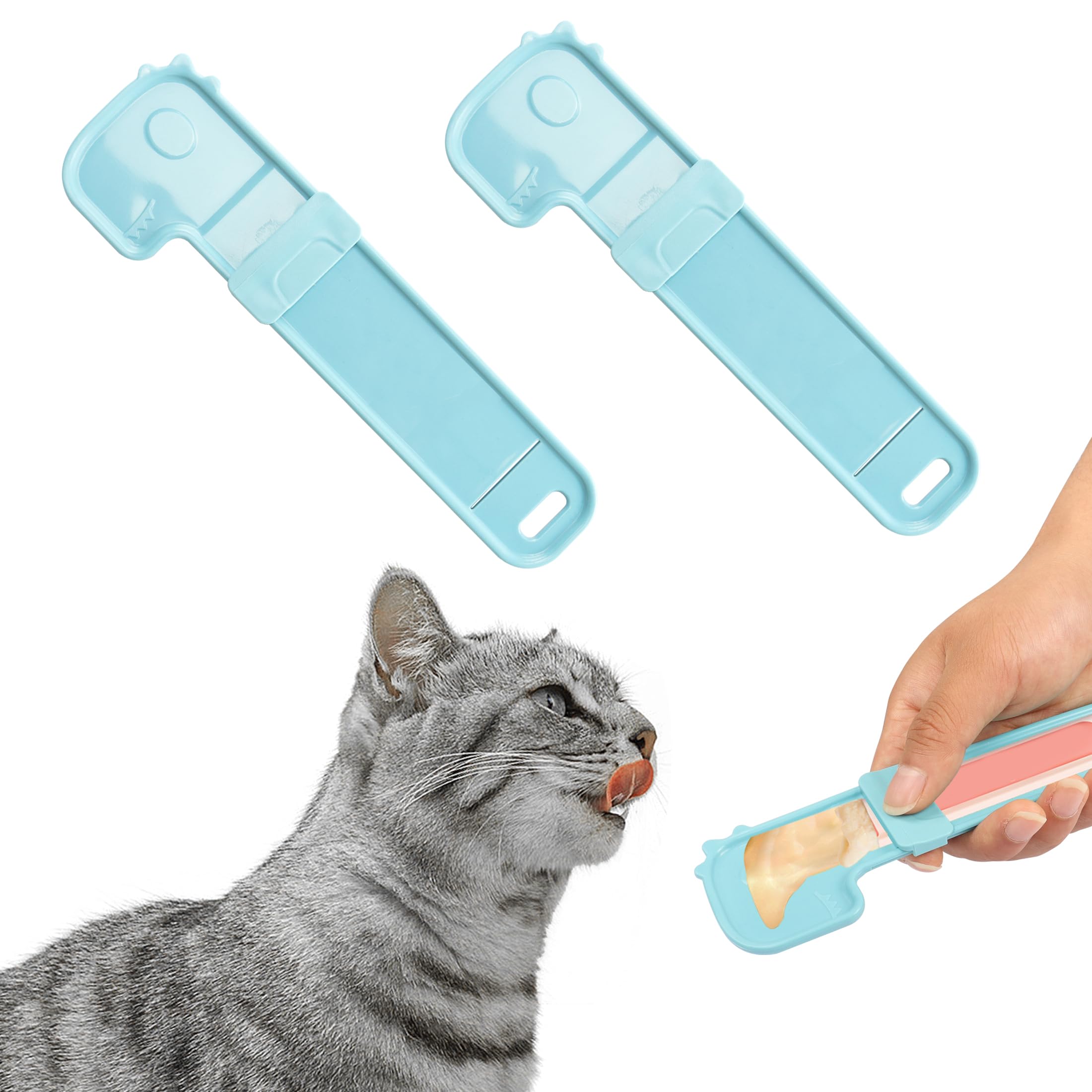 YAODHAODCat Strip Squeeze Spoon,Cat Wet Treats Dispense Spoon,Cat Treats Dispenser Feeding Liquid Paste Cat Snack Treat Squeeze Spoon Cat Wet Food Spoon Feeding Pet Food Spoon (2PCS)